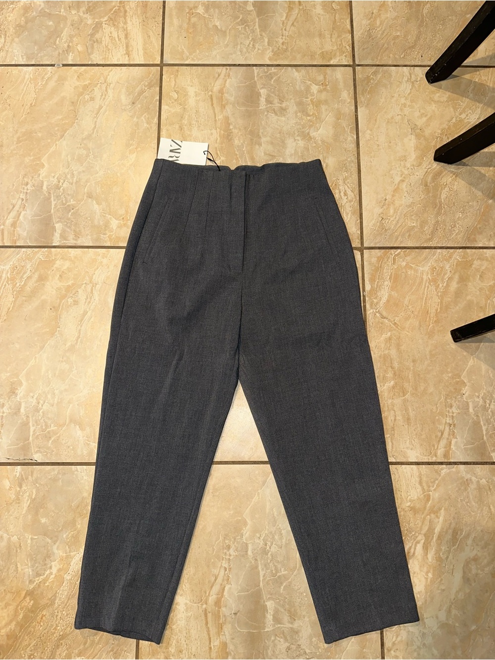 NWT GREY ZARA STRAIGHT LEG HIGH RISE TROUSERS SIZE XL